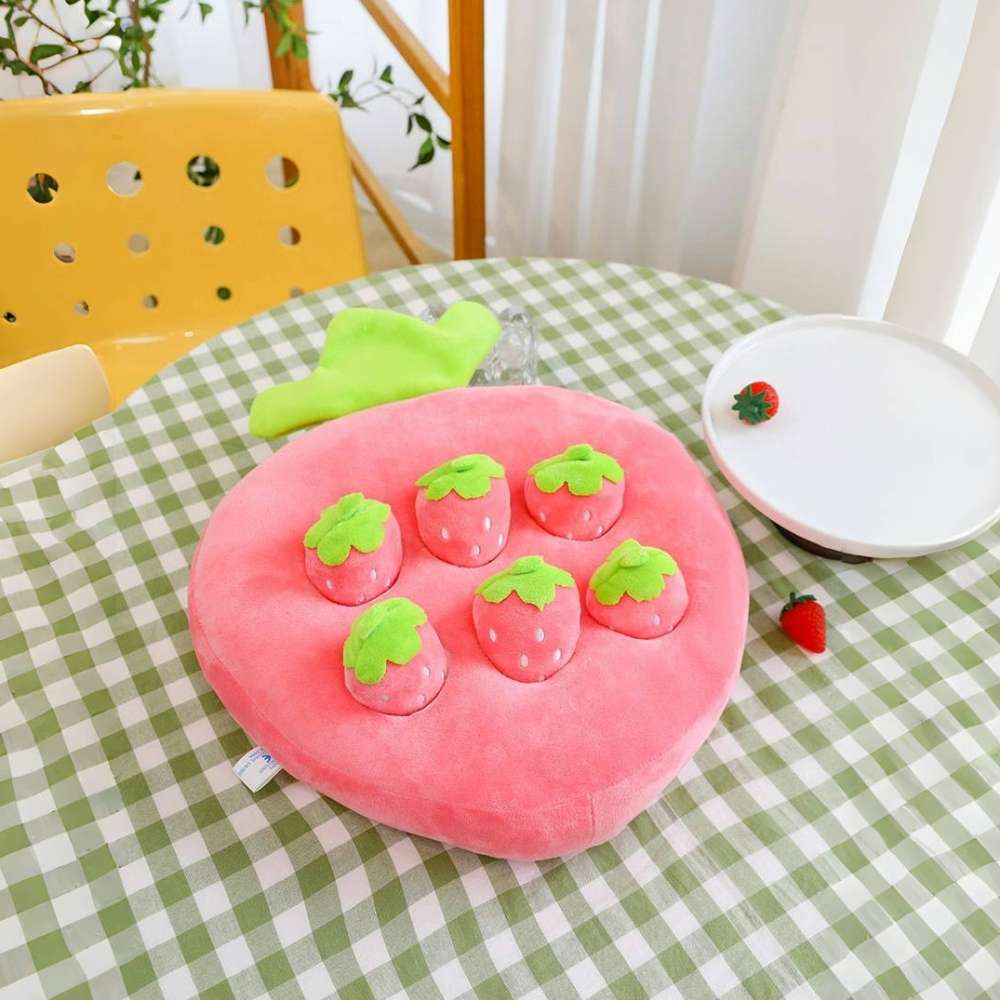 Cute Pink Strawberry Pillow Plush