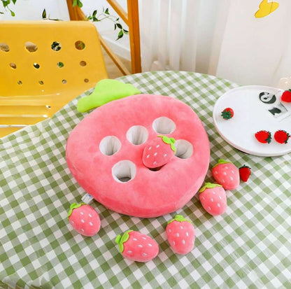 Cute Pink Strawberry Pillow Plush