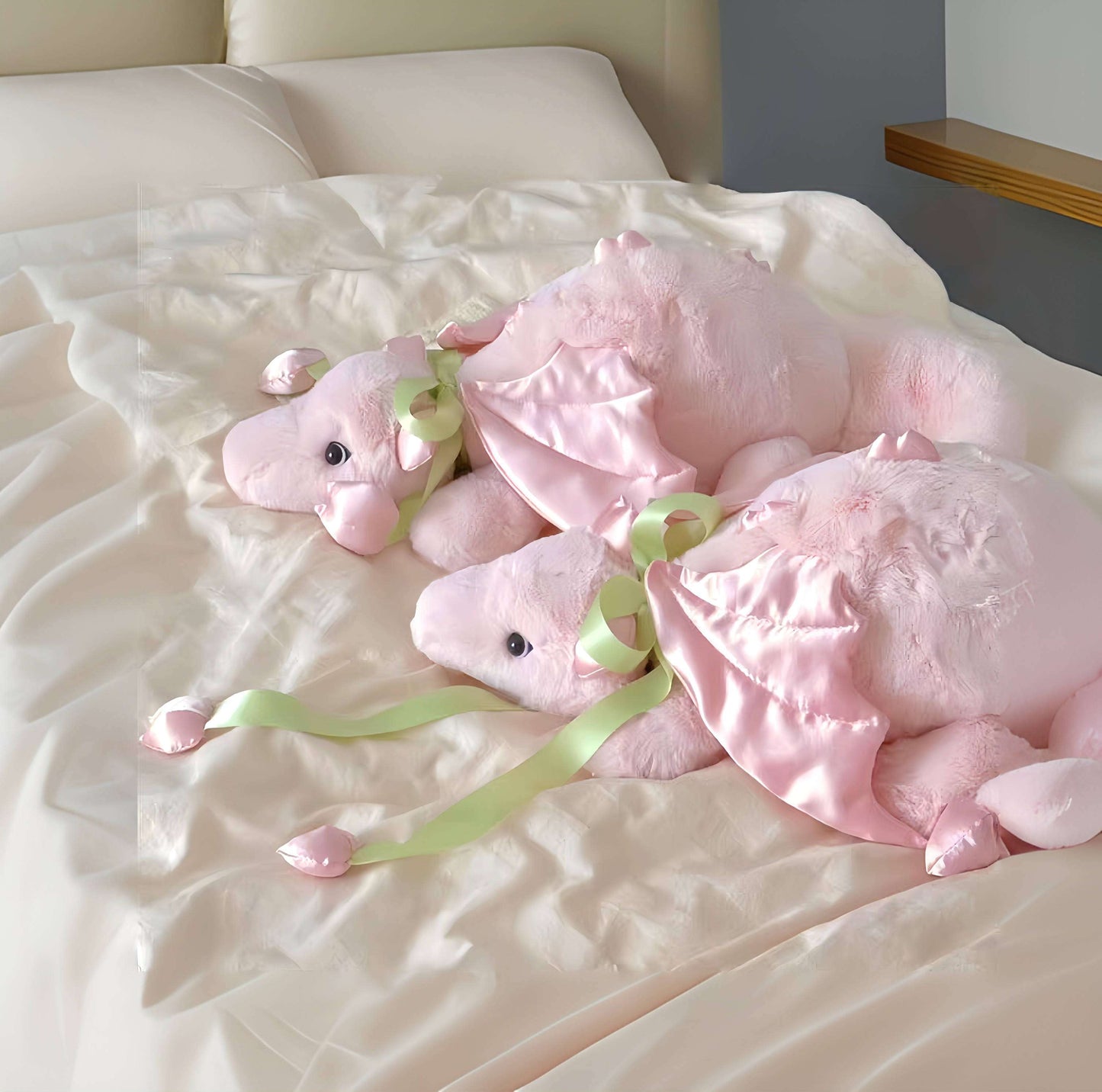 Peluche dragon tulipe rose mignonne