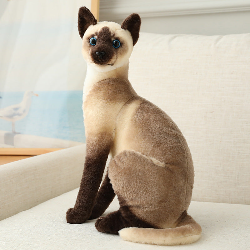 Cute Realistic Siamese Cat Plush