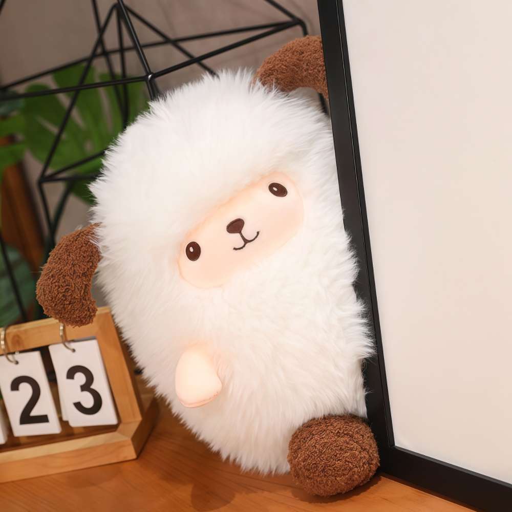 Cute White Cartoon Sheep Stuffed Animal