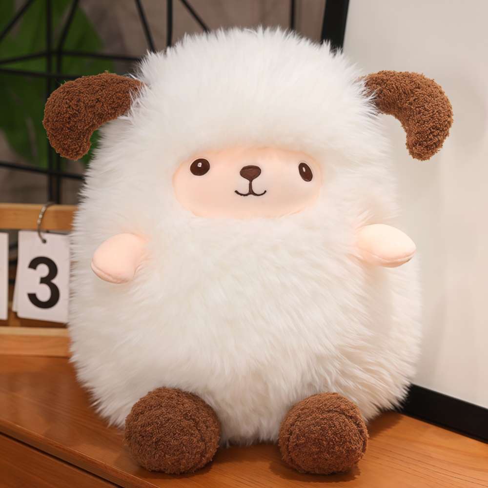 Cute White Cartoon Sheep Stuffed Animal