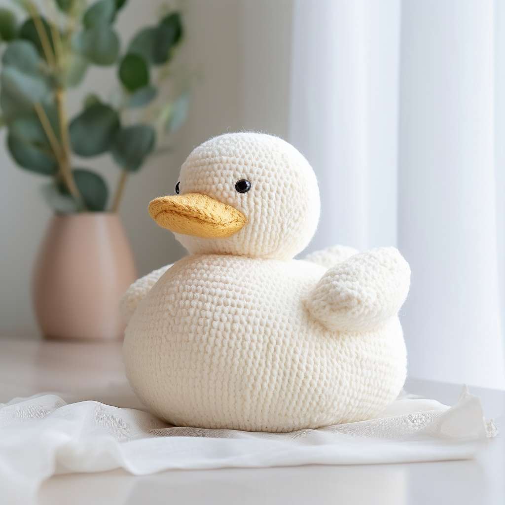 Cute White Duck Knitted Stuffed Animal