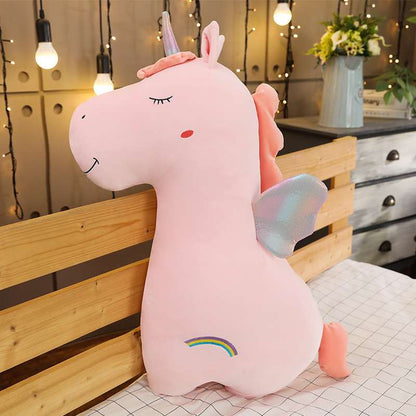 Cute White Pink Unicorn Pillow