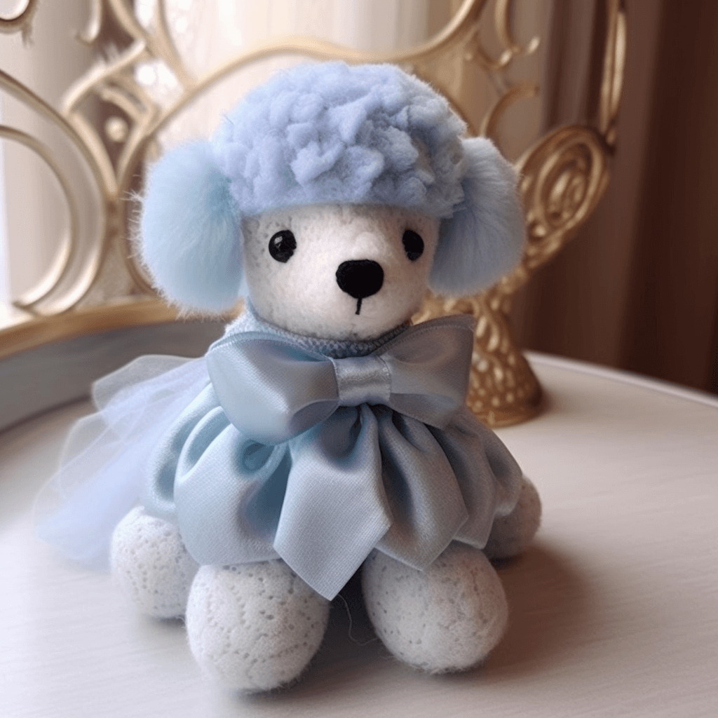 Knitted cute light blue poodle stuffed animal PlushThis