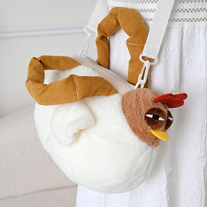 A cute white chicken plush bag