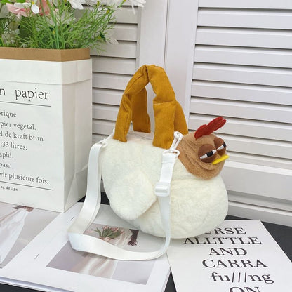 A cute white chicken plush bag