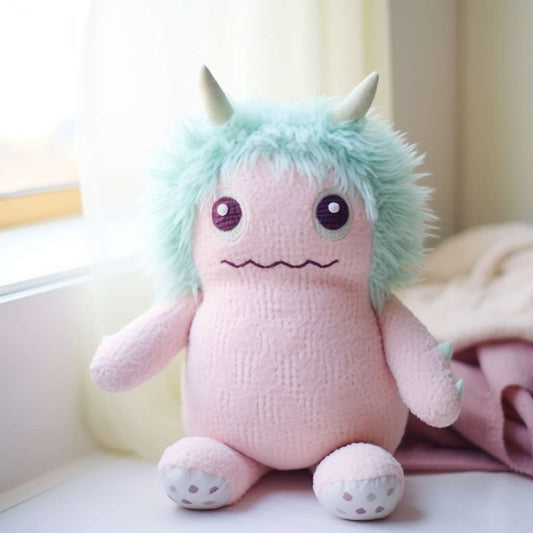 Cute little pink demon dumb chubby stuffed animal PlushThis