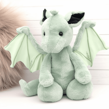 Cute green dragon wide open wings stuffed animal PlushThis