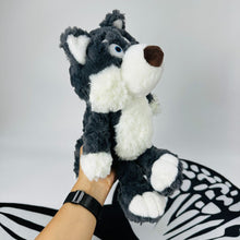 Dark Grey Wolf Plush Toy With White Gloves