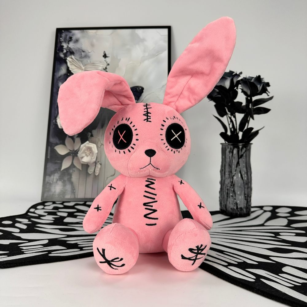 Emo Pink Bunny Stuffed Animal with Crossed Eyes – PlushThis| Plushies ...