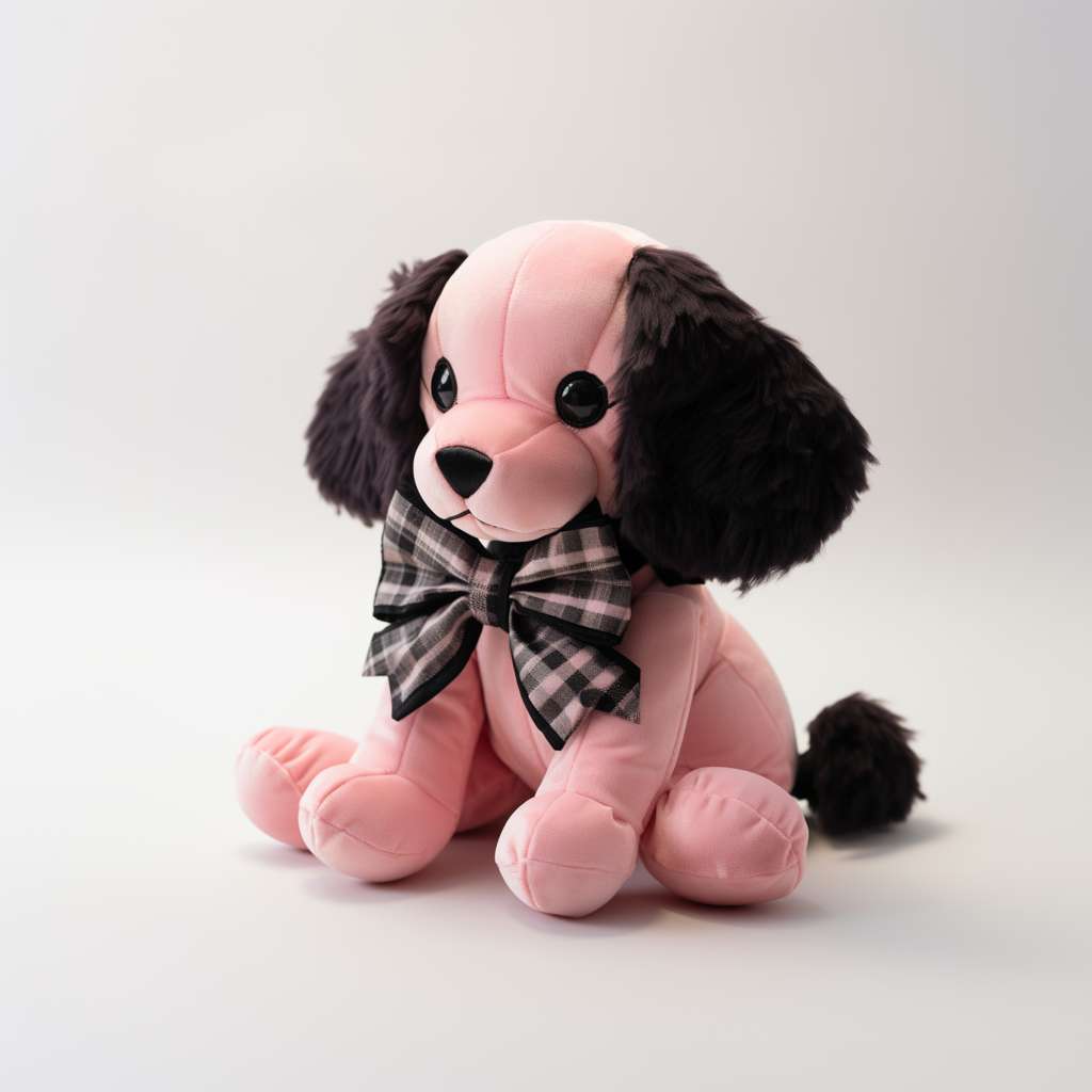 animecore stuffed animal pink springer spaniel dog