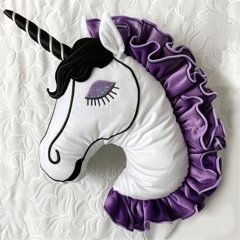 Goth Purple and White Unicorn Pillow