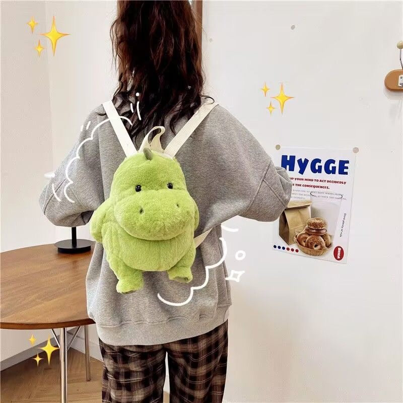 Cute Green Dinosaur Plush Backpack