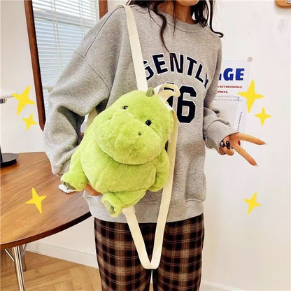 Cute Green Dinosaur Plush Backpack