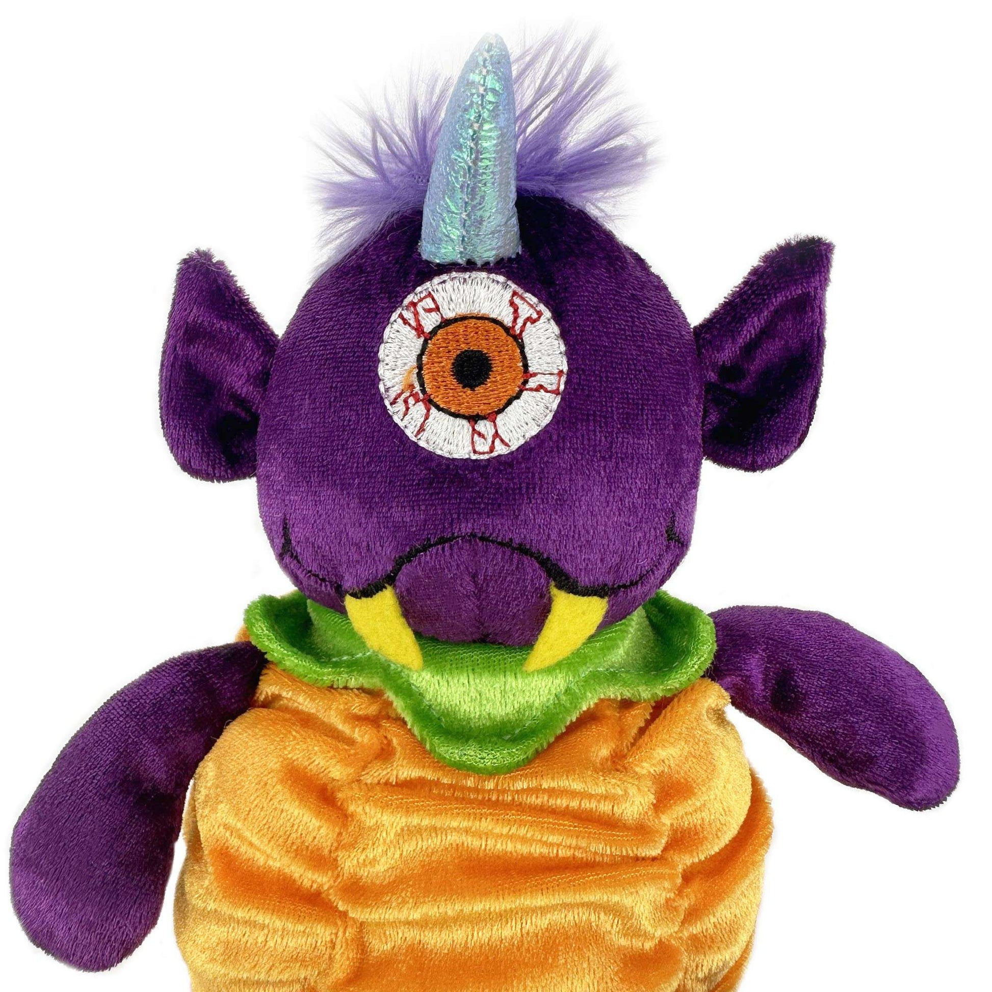 Purple Gremlin stuffed animal detail
