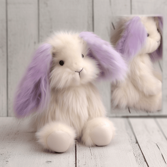drooping long purple ears white angora rabbit stuffed animal PlushThis