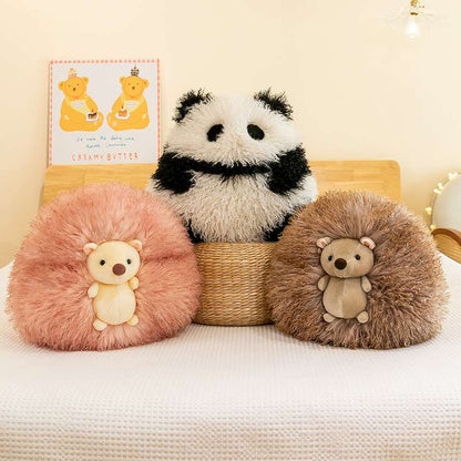 Hedgehog Stuffed Animal and panda