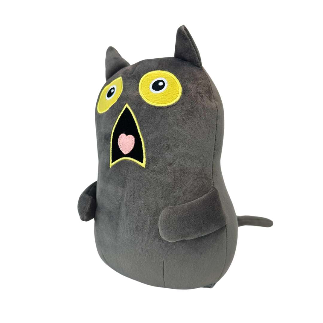 Kawaii Dark Grey Cat Plush With Shocked Expression - PlushThis ...