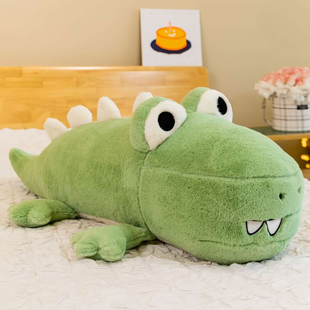 Kawaii Cartoon Light Green Crocodile Plush Long Pillow