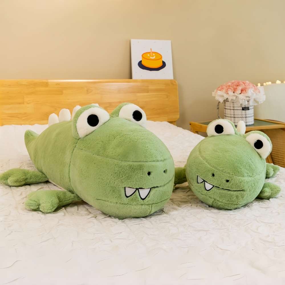 Kawaii Cartoon Light Green Crocodile Plush Long Pillow