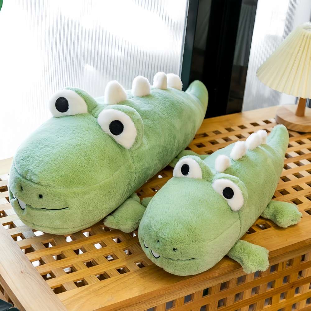 Kawaii Cartoon Light Green Crocodile Plush Long Pillow