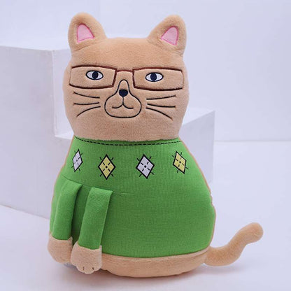 Kawaii Cat In Green Stuffed Animal