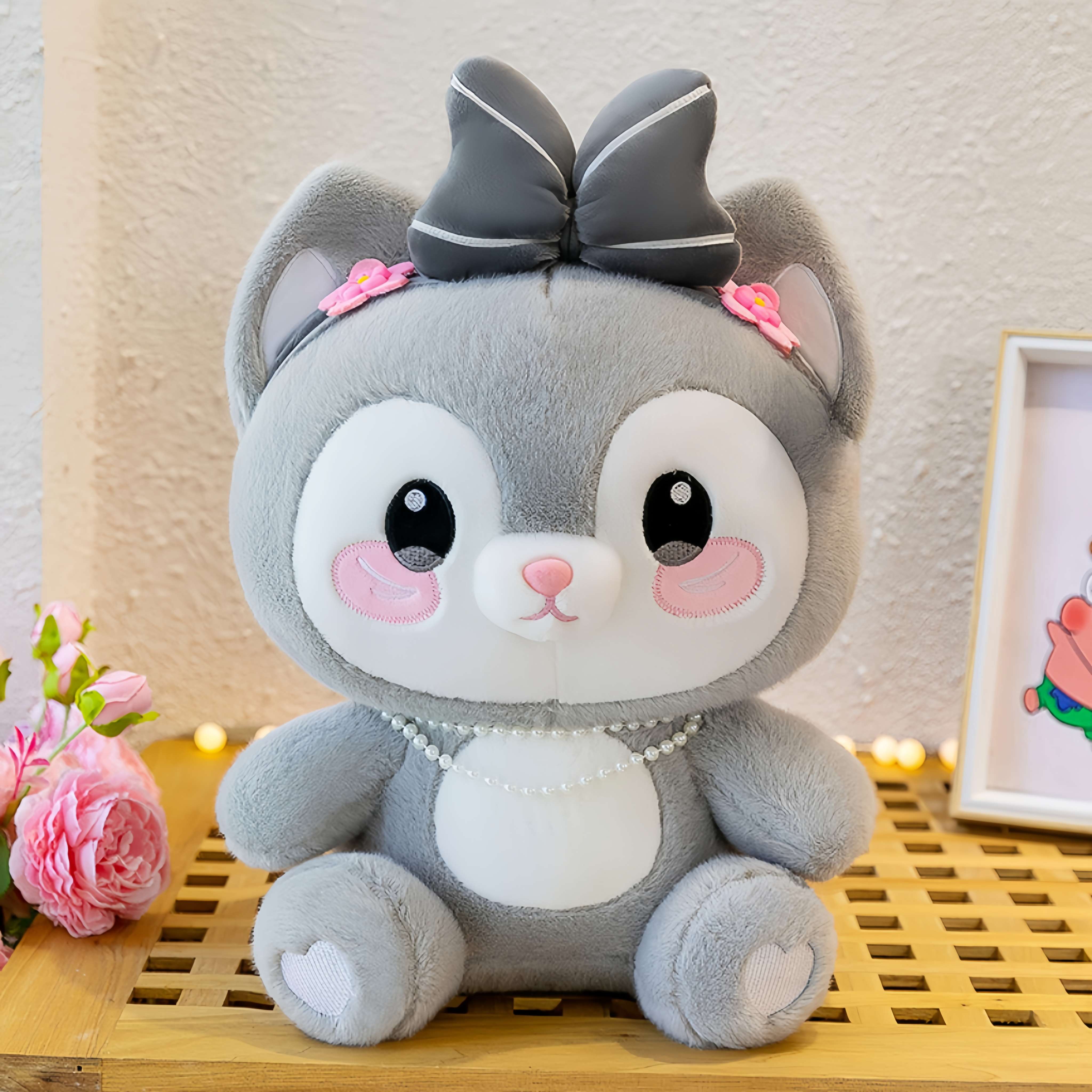 Gray cat plush best sale