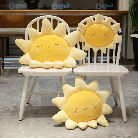Kawaii Yellow Faced Sun Plush Pillow