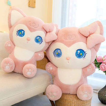 Kawaii Fox Stuffed Animal with Shining Blue Eyes