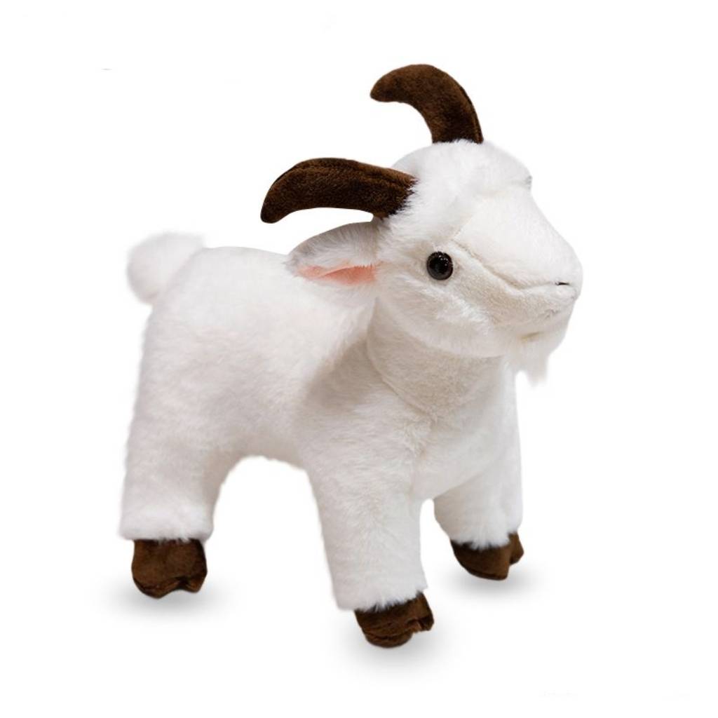 Stuffed small white goat