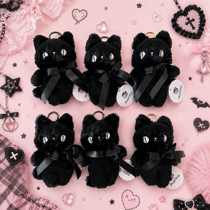 Goth Moon Eyes Black Cat Plush Charm