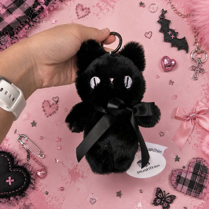 Goth Moon Eyes Black Cat Plush Charm