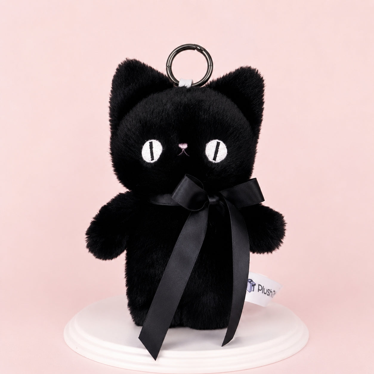Goth Moon Eyes Black Cat Plush Charm