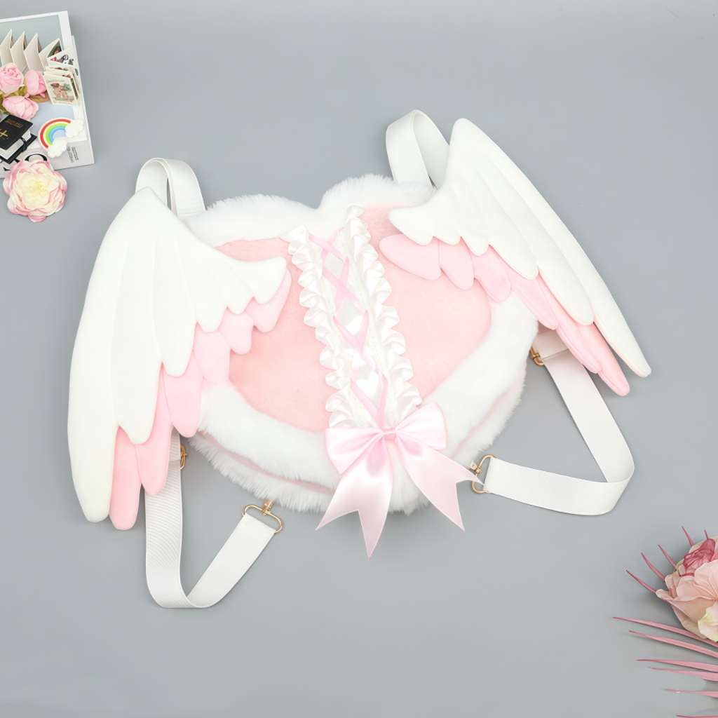 Pastel Goth Angel Wings Plush Backpack