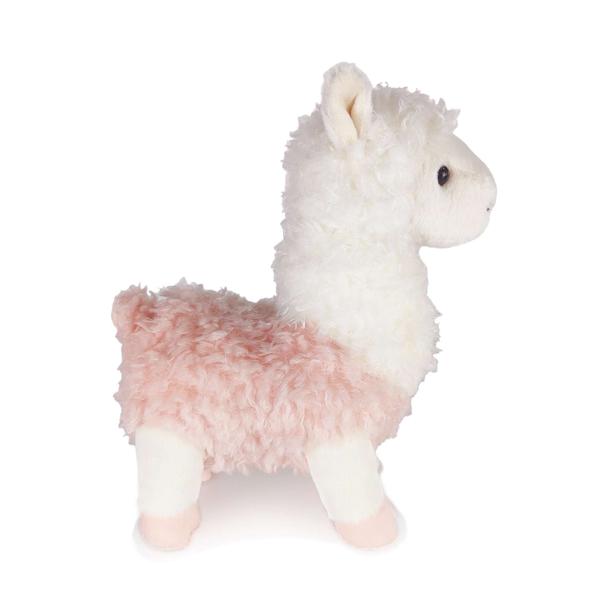 pink white alpaca stuffed animal side