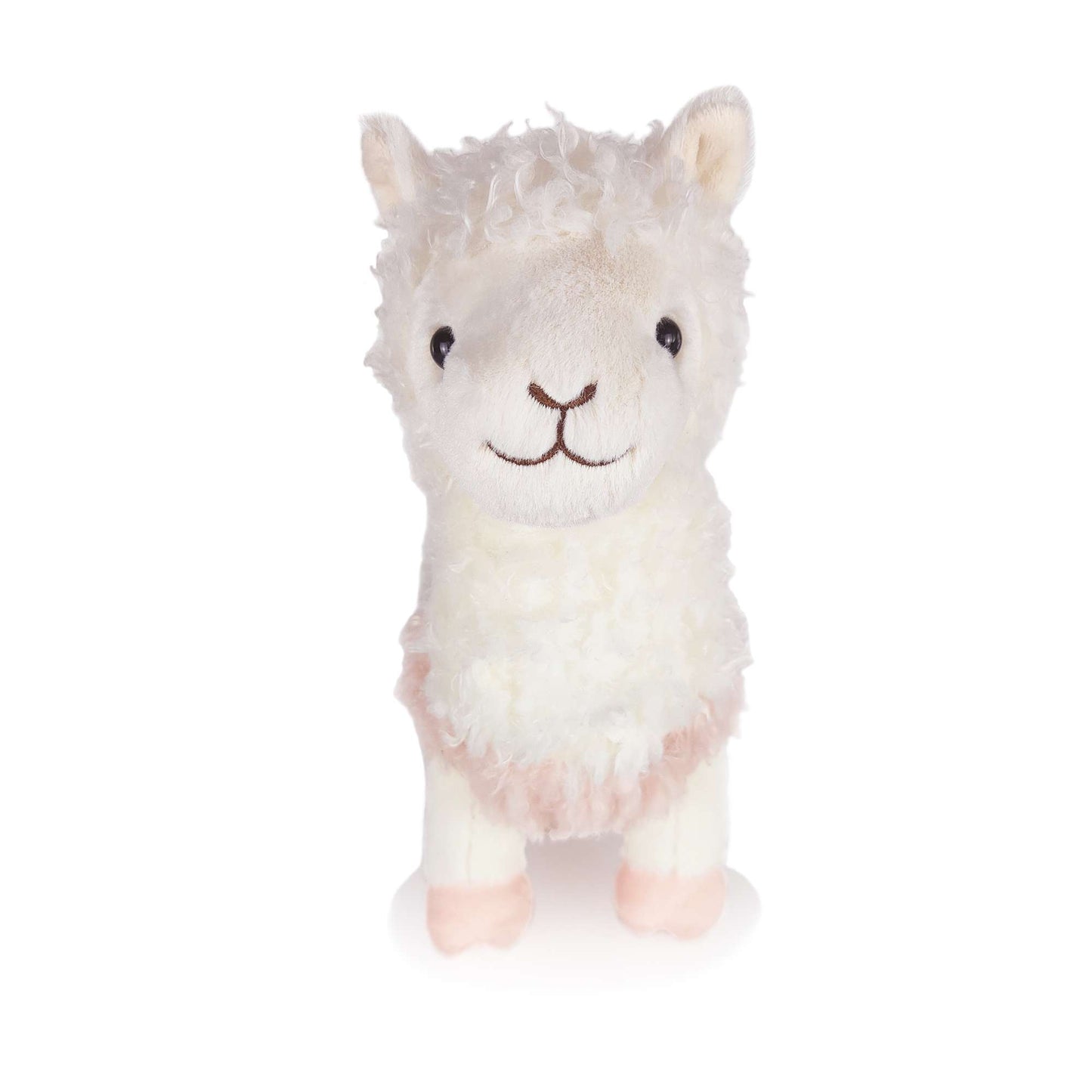 pink white alpaca stuffed animal front