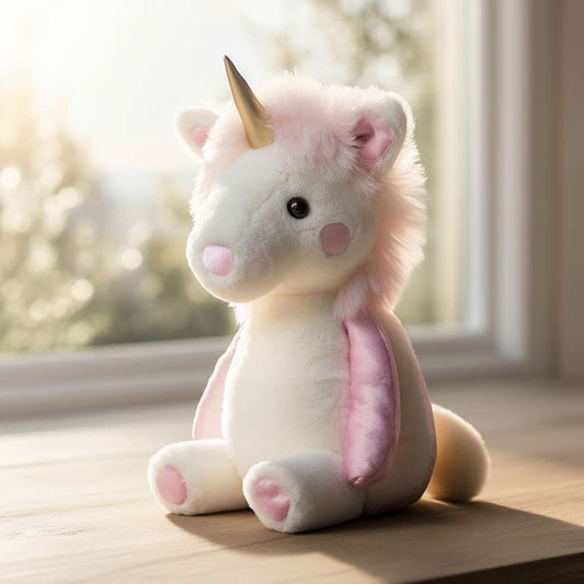 A unicorn sitting by the window.
