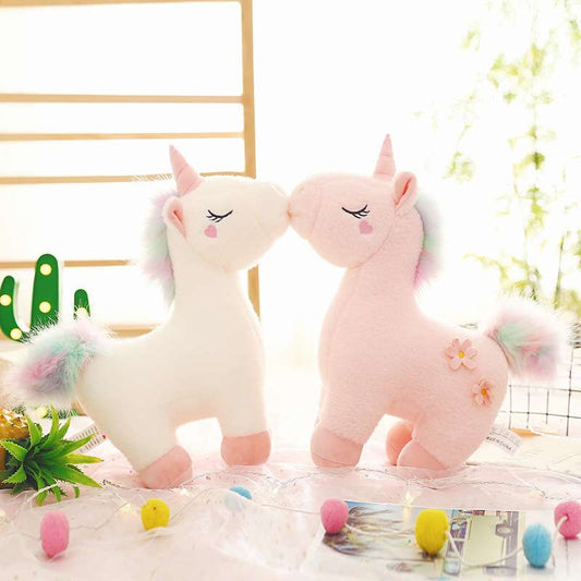 Pink White Kawaii Unicorn Plush Toy