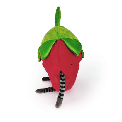 Plush toy strawberry side view