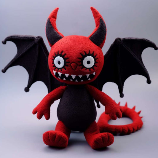 Red and black devil plush toy