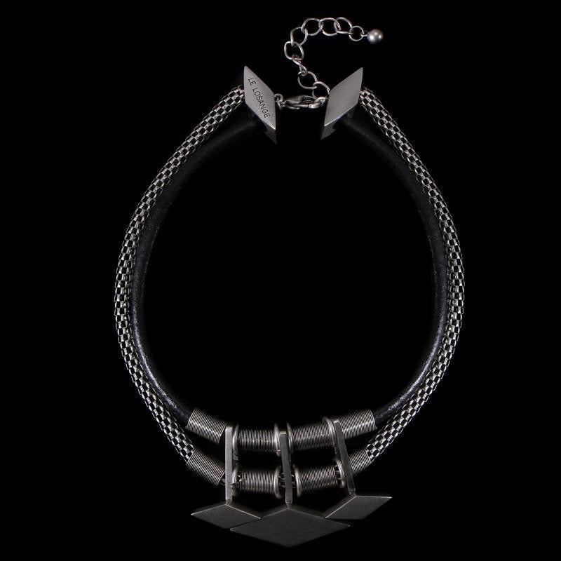 Punk Cyber Rhombus Metal & Leather Men's Choker
