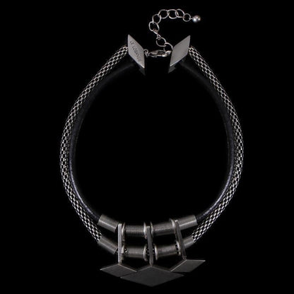 Punk Cyber Rhombus Metal & Leather Men's Choker