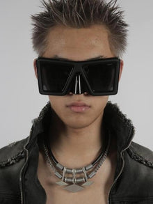 Punk Cyber Rhombus Metal & Leather Men's Choker