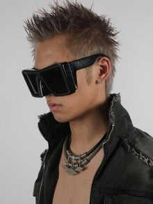 Punk Cyber Rhombus Metal & Leather Men's Choker