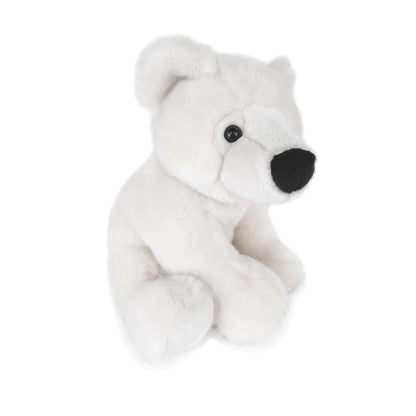 side view of polar bear stuffed animal