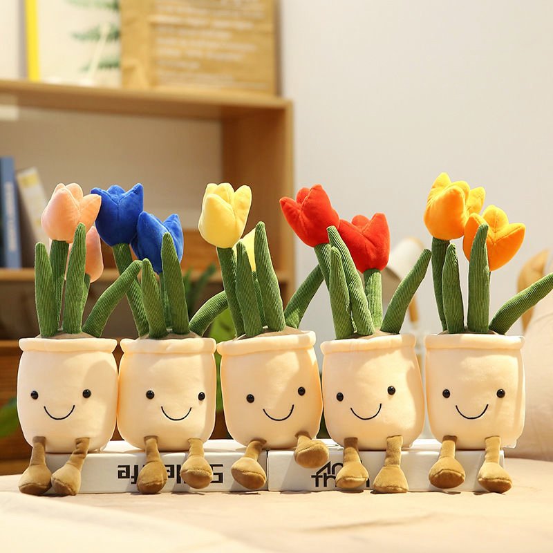 potted plant stuffed animal Smiling Tulip Plush Toy Potted Plant – PlushThis| Plushies & Stuffed Animals