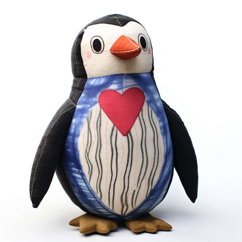 Cute Penguin Stuffed Animal with a Red Heart