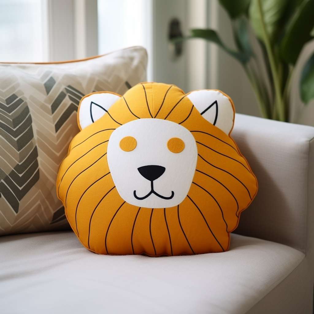 a stuffed pillow with a lion