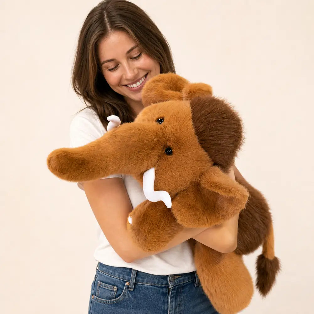 Kawaii Mammoth Stuffed Animal - Lifestyle Model View